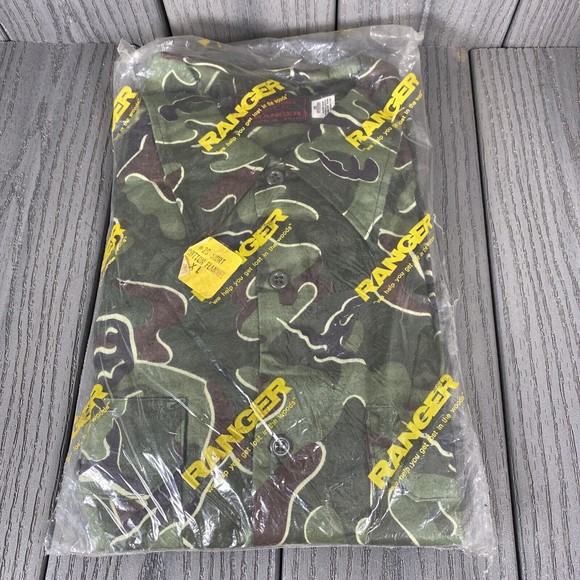 Vintage Ranger Camo Shirt Men's XL Button Up NIP - Sealed NOS Retro Hunting - Picture 1 of 6